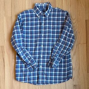 Vineyard Vines Blue and White Plaid Button Down Shirt